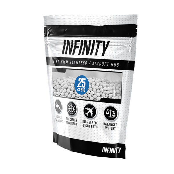 Infinity .25g White BBs BB's 1kg Count Airsoft BBs High Quality Seamless 
